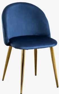 Kana Gestoffeerde Eetkamerstoel En Staal Goud & Fluwelen Blauw & Fluwelen - Sklum