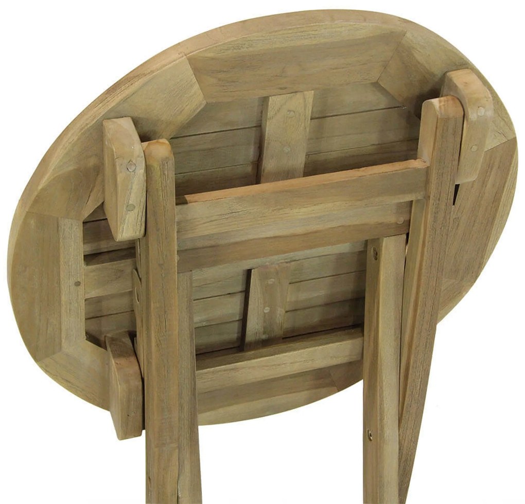 Tuintafel Rond 60 cm Teak Old teak greywash Derby inklapbare