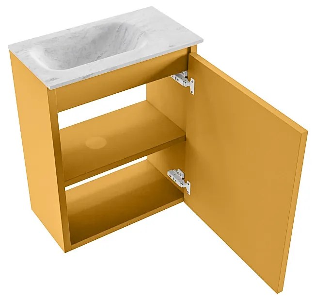 Mondiaz Ture DLux toiletmeubel 40cm ocher met wastafel opalo links met kraangat