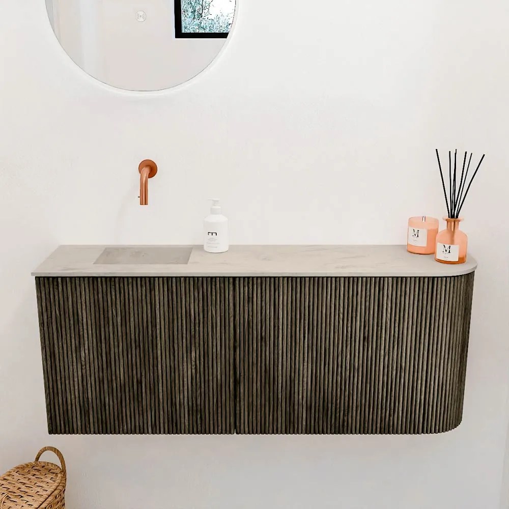 Mondiaz Joya DLux 100cm toiletmeubel ronding rechts shadow met wastafel faye links zonder kraangat opalo