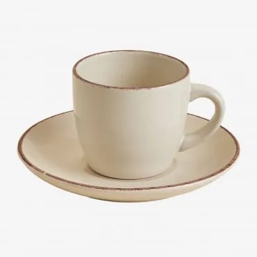 Verpakking Van 2 Ronilena Aardewerk Koffiekopjes Met Schoteltjes, 22 Cl Tapioca Beige - Bruin - Sklum