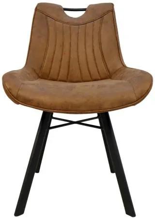 HSM Collection | Eetkamerstoel Detroit 56,5x62x85 cognac, zwart eetkamerstoelen stof, metaal meubels stoelen & fauteuils