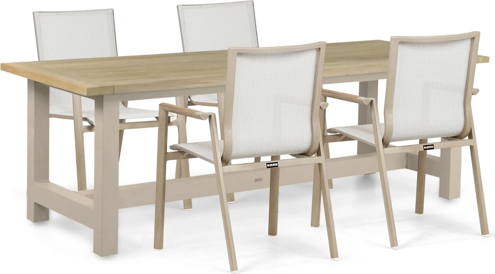 Tuinset 4 personen 200 cm Aluminium Zand/Beige Lifestyle Garden Furniture Fiora/San