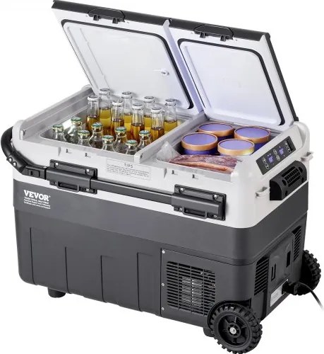 VEVOR Draagbare Autokoelkast, 12 Volt Autokoelkast, 40L / 42,3QT Draagbare Dual-Zone Vriezer, -20°C tot 20°C Instelbare Temperatuur, Compressor Koeler voor Thuis, Buiten, Camping, Camper, Auto