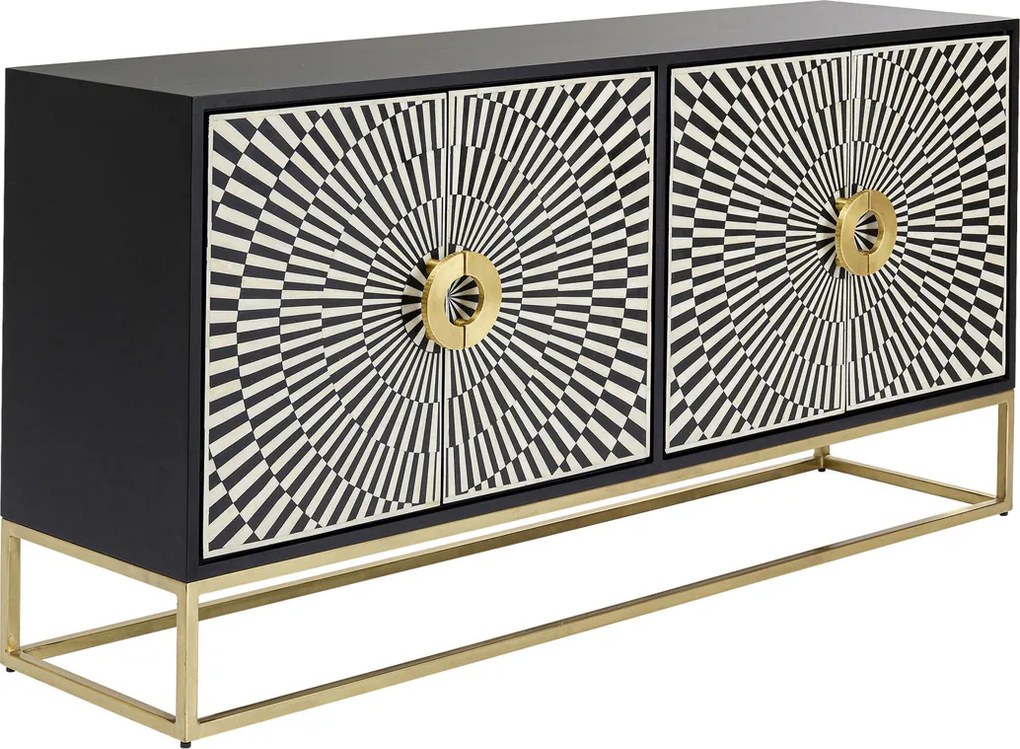 Design Dressoir Zwart Wit - 160x40x80cm.