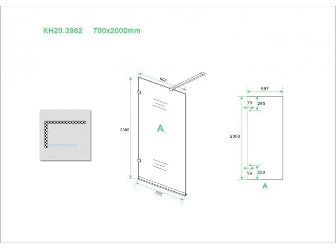 Mueller Clips inloopdouche profielloos 70x200cm ANTI-KALK