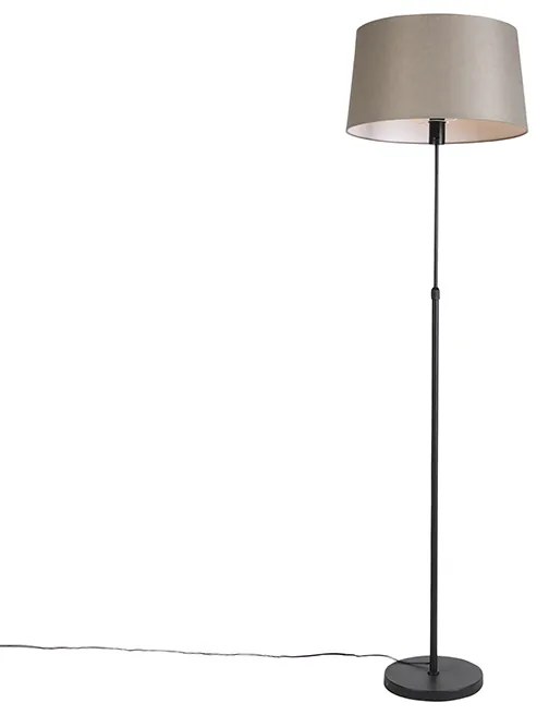 Vloerlamp zwart met taupe linnen kap 45 cm verstelbaar - Parte