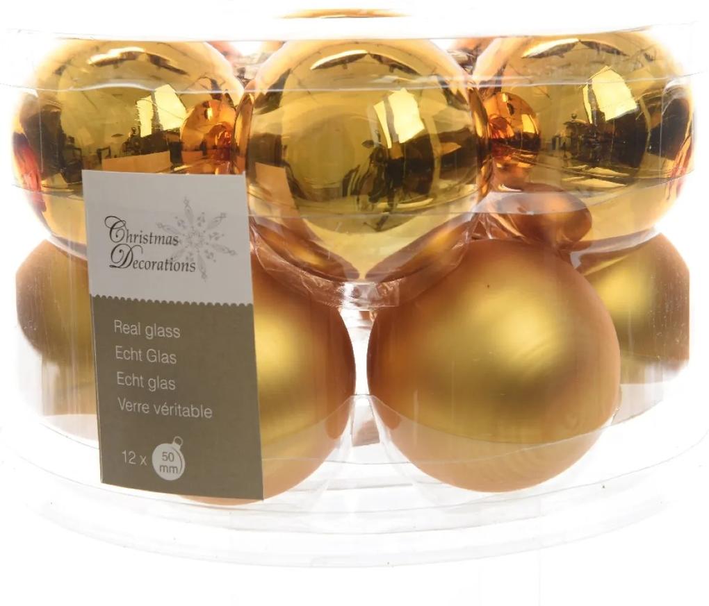 Kerstbal glas glans-mat diameter 5cm intens goud KSD
