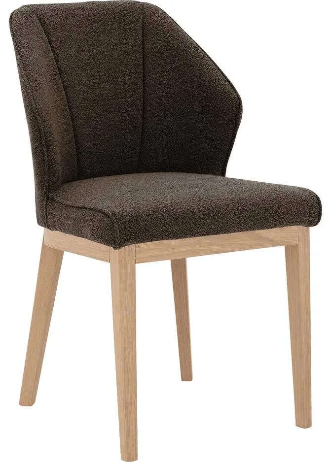 Goossens Eetkamerstoel Koncept donkerbruin stof leuning, modern design