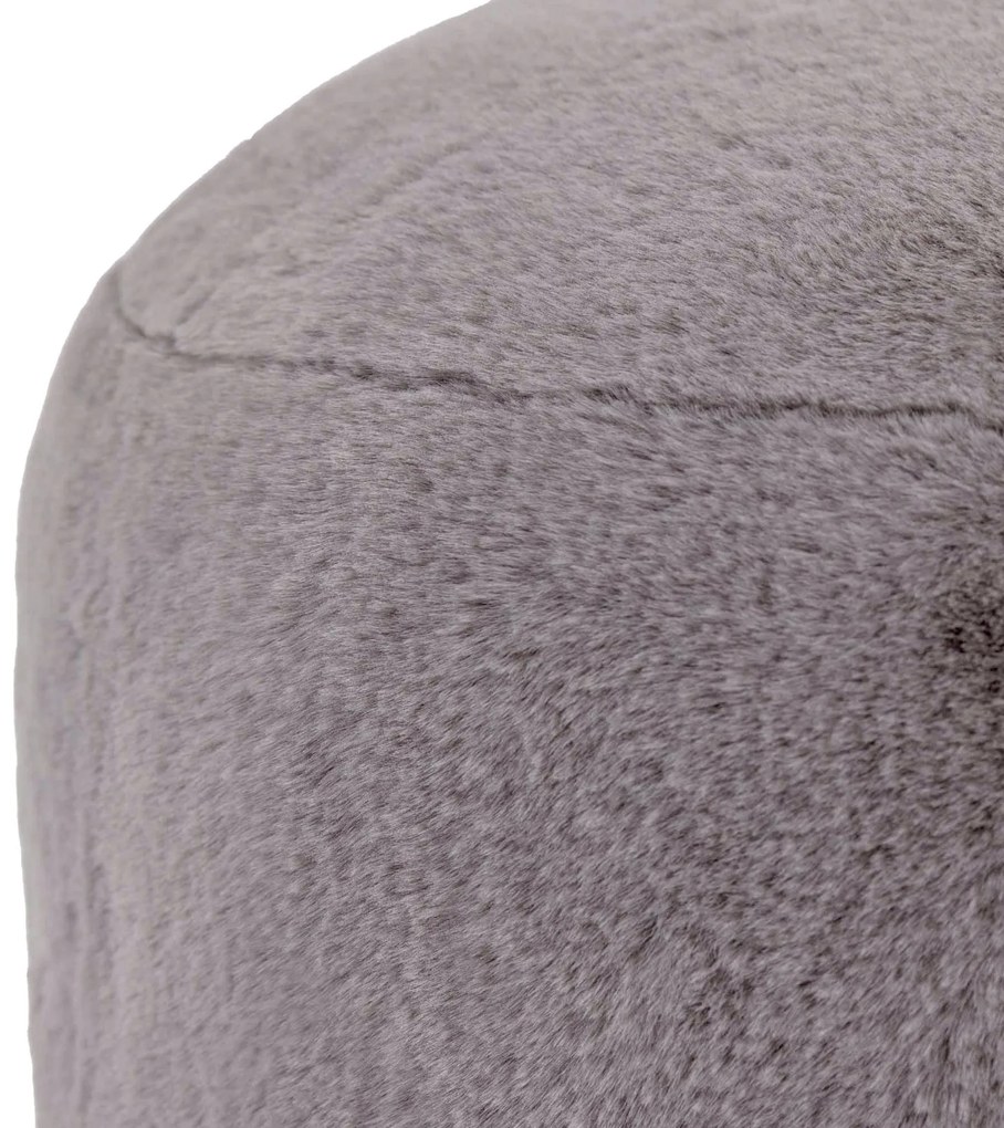 Icon Milano Rabbit Faux Fur Round Footstool Bean Bag, Light Grey