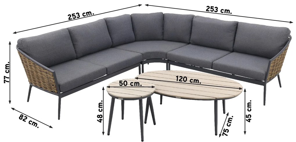 Bali loungeset met Margriet loungetafels - 3-delig - Garden Impressions OP=OP