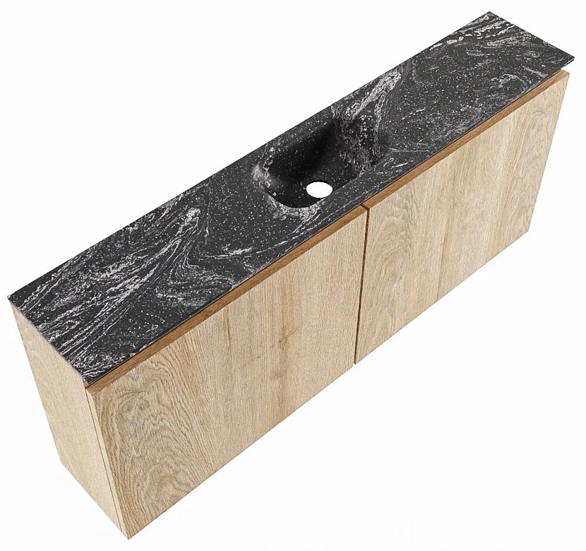 Mondiaz Ture DLux toiletmeubel 120cm washed oak met wastafel lava midden zonder kraangat