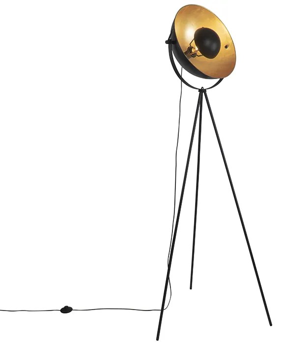 Vloerlamp zwart met goud 42 cm verstelbaar tripod - Magnax