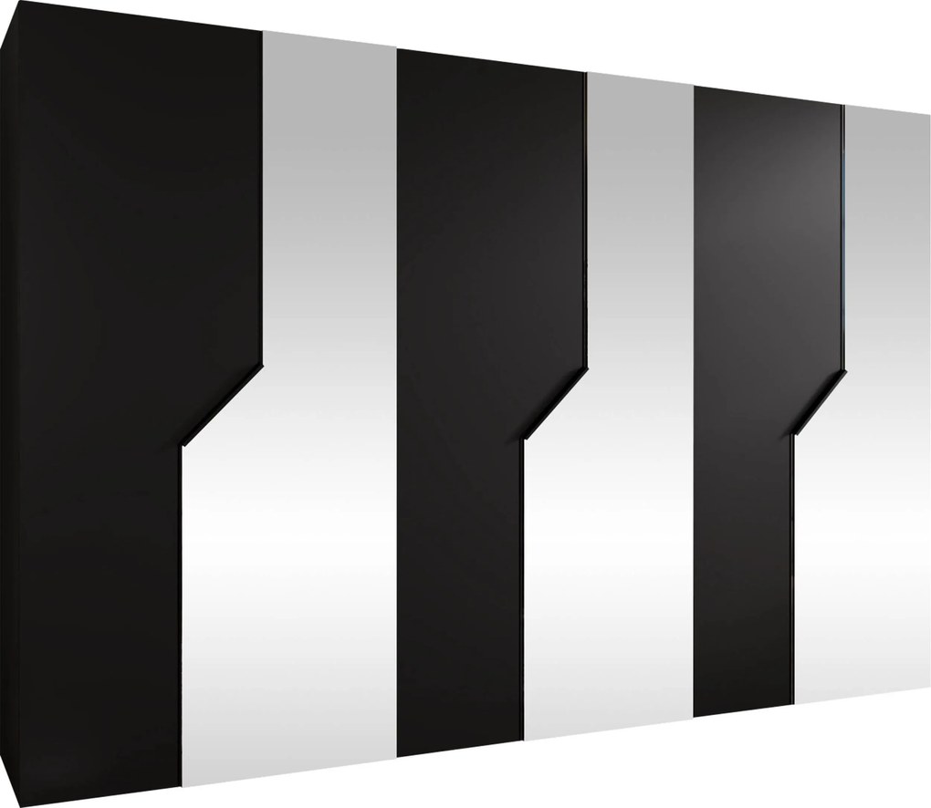 Kledingkast Hartford 599, Zwart, 202x300x52cm, 203.5 kg, Kledingkast deuren: Met scharnieren