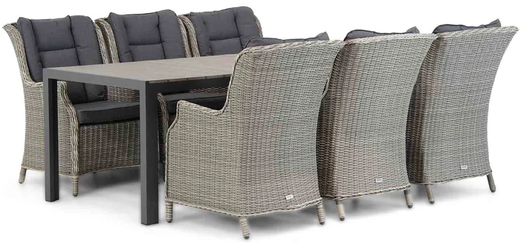 Tuinset 6 personen 217 cm Wicker Grijs Garden Collections Aberdeen/Young