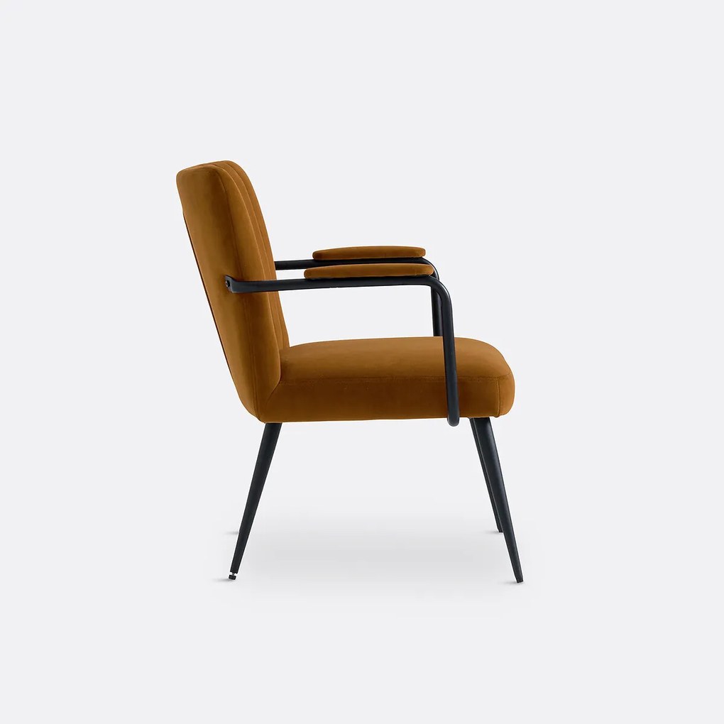 Vintage fauteuil in fluweel, met armleuningen, Ronda