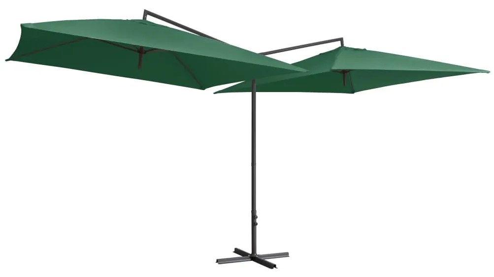 vidaXL Parasol dubbel met stalen paal 250x250 cm groen