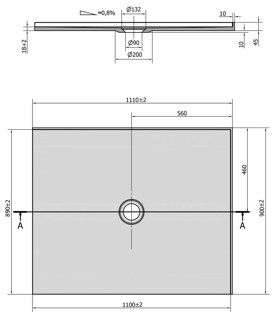 Polysan Mirai rechthoekige douchebak 2 randen rechts 110x90cm wit