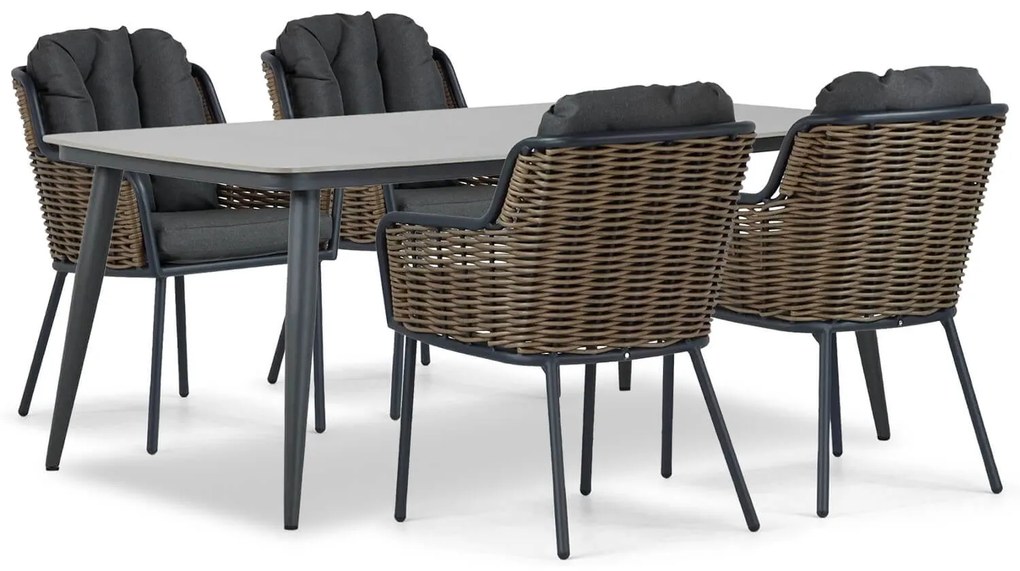 Tuinset 4 personen 180 cm Aluminium/wicker Grijs Santika Furniture Santika