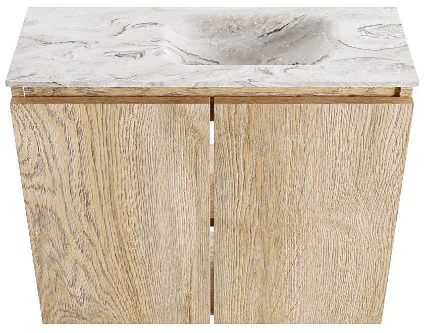 Mondiaz Ture DLux toiletmeubel 60cm washed oak met wastafel glace rechts zonder kraangat