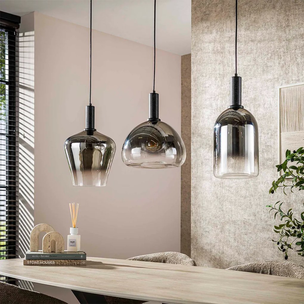 Glazen Hanglamp Zilver Grijs