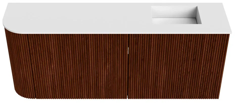 Mondiaz Joya 100cm toiletmeubel ronding links ruby met wastafel faye rechts 1 kraangat talc