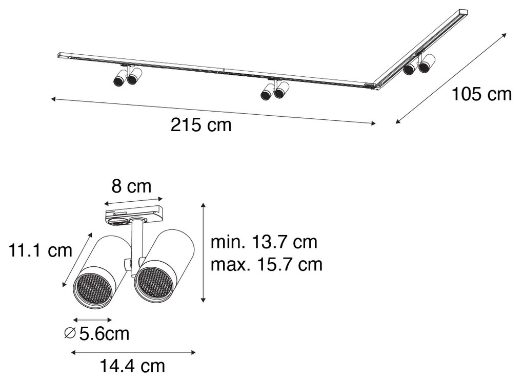 Modern railsysteem met 3 Spot / Opbouwspot / Plafondspots wit 1-fase - Iconic Scopio Modern GU10 Binnenverlichting Lamp