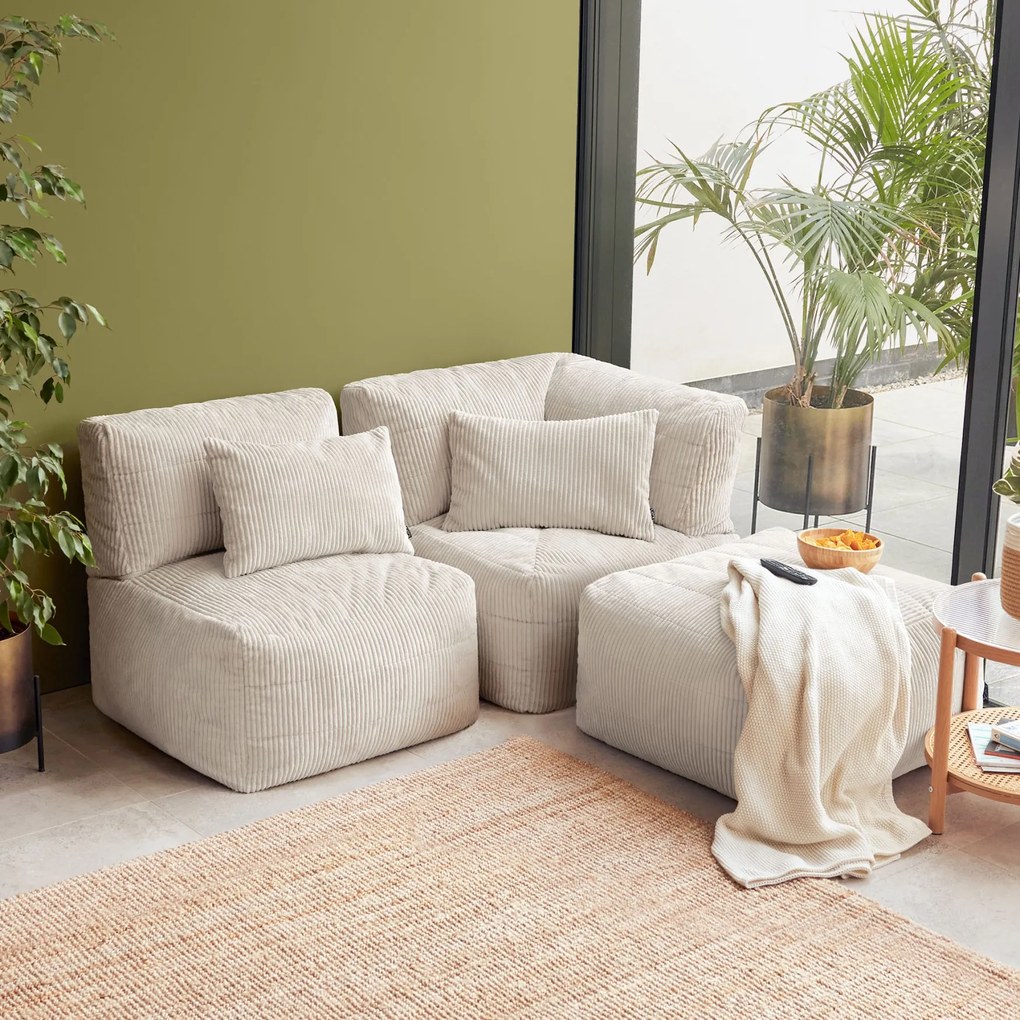 Noa Modulaire Zitzak Zitzak Corduroy - 3-delig - Stone