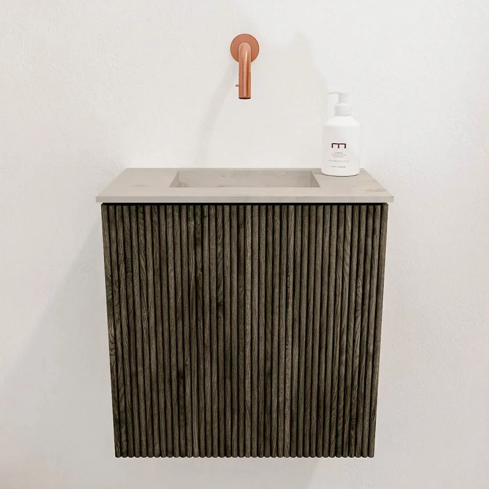 Mondiaz Joya DLux 40cm toiletmeubel shadow met wastafel faye midden zonder kraangat opalo