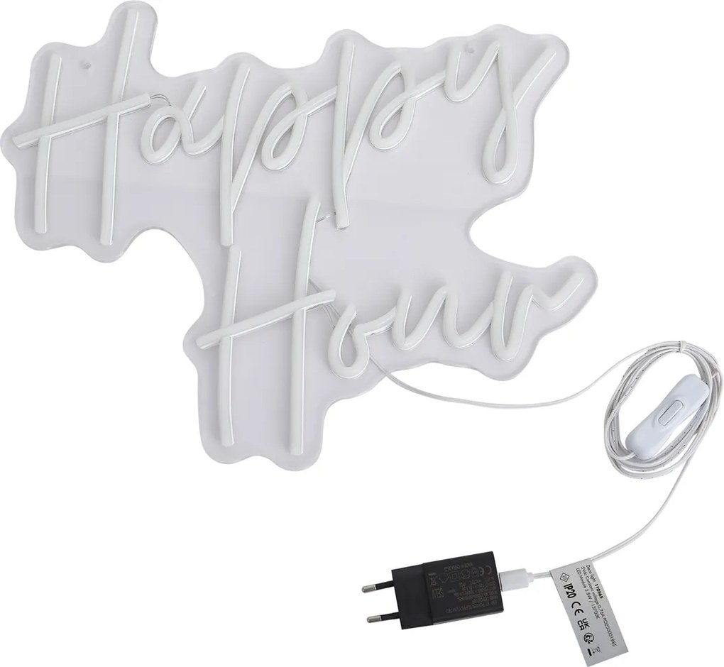 Neon wandlamp wit incl. LED - Happy Hour