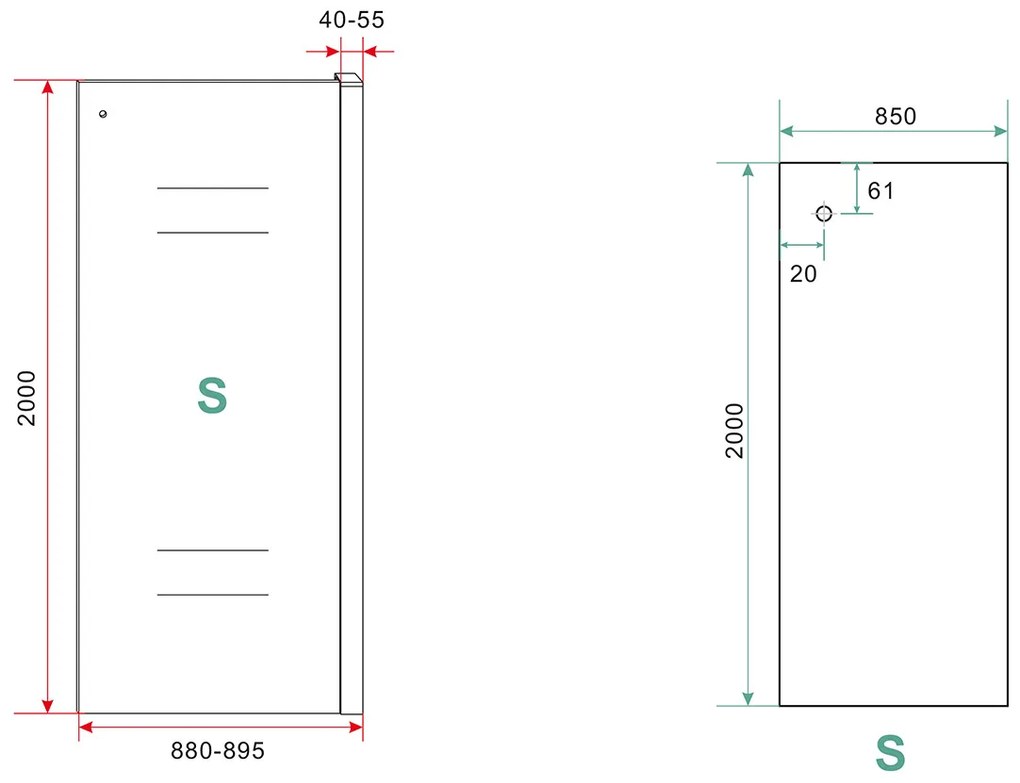 Mueller zijwand voor douchedeur 90x200cm mat zwart