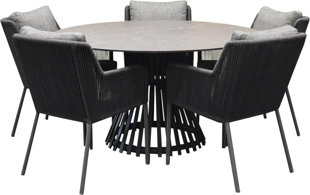 Sussex Pasadena dining tuinset 140xH75 cm rond 6 delig aluminium