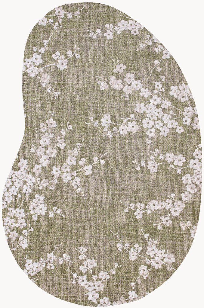 Wasbaar jacquard in- & outdoor vloerkleed Sakura in organische vorm
