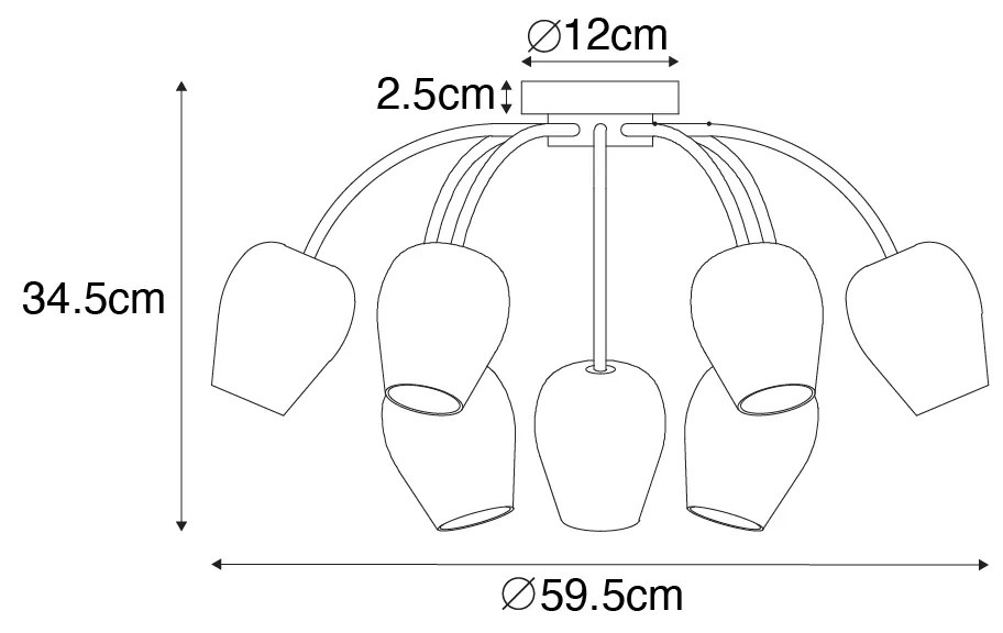 Klassieke plafondlamp goud met glas 9-lichts - Elien
