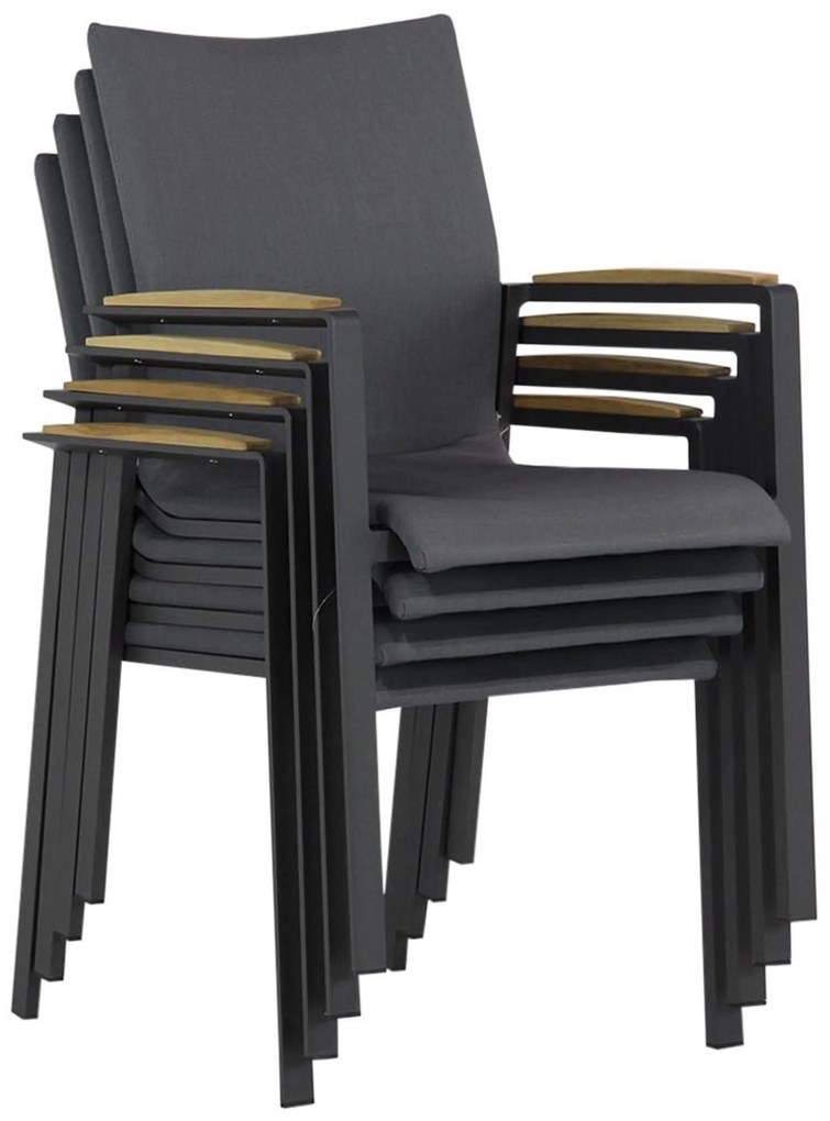 Tuinstoel stapelbaar Aluminium/textileen Grijs-antraciet Lifestyle Garden Furniture Brandon antraciet