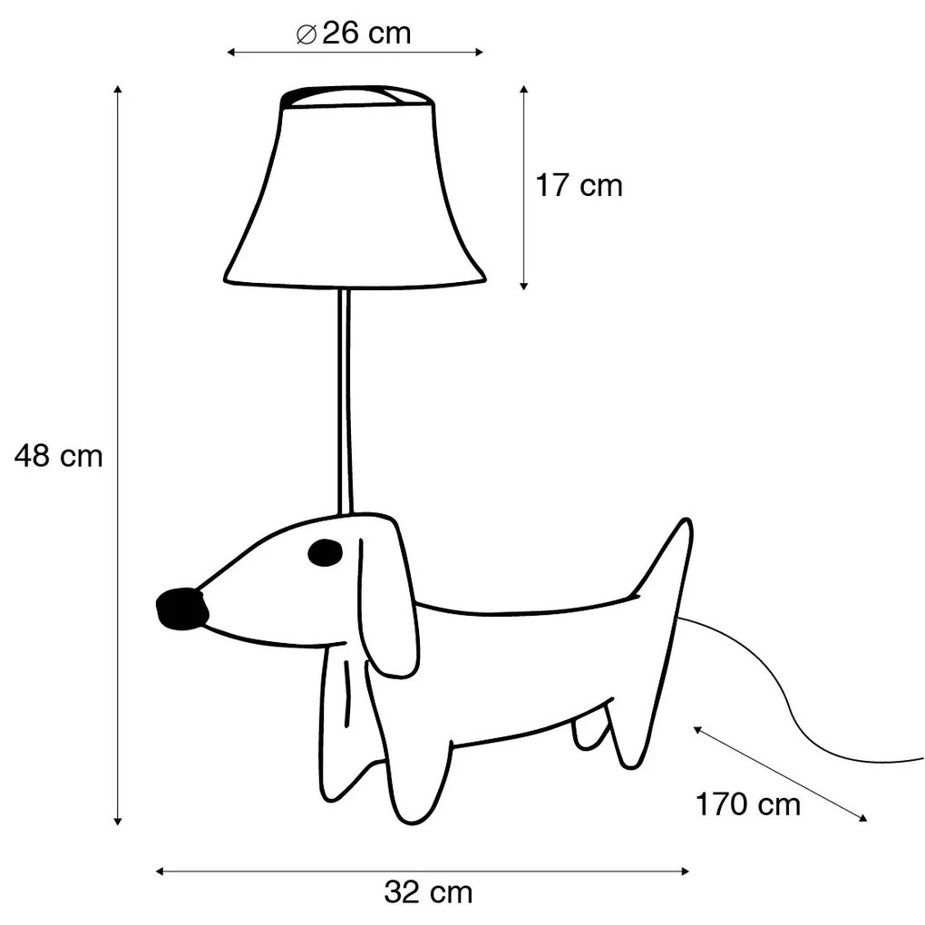 LED Kinder tafellamp teckel bruin - Waldi Kinderlamp Binnenverlichting Lamp