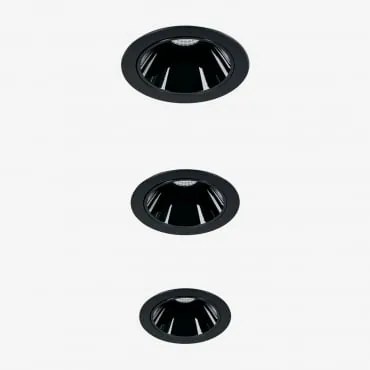 Pack Van 3 Inbouw Led-downlights Met Ronde Frames Ø5 Cm In Aluminium Luisiana Zwart & 3 W & 19º & Wit Koud 4000k - Sklum
