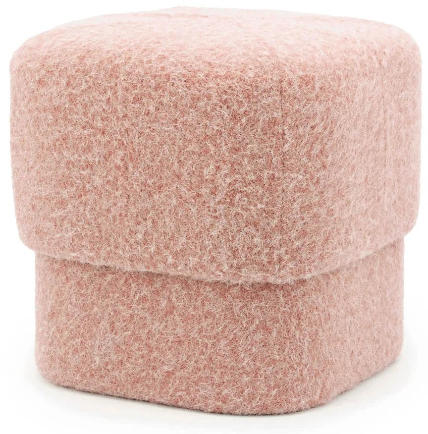By-Boo Kelso Vierkant Poefje Zachte Stof Roze