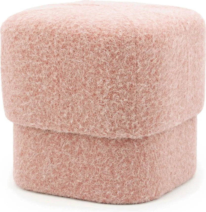 Vierkant Poefje Zachte Stof Roze