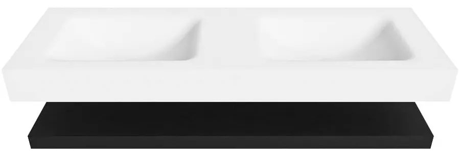 Zaro Alan badmeubel 140cm met planchet urban en vrijhangende wastafel cloud dubbel 2 kraangaten talc