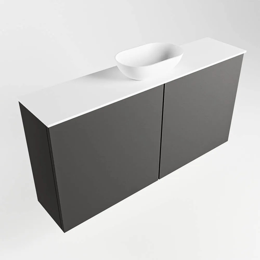 Mondiaz Fowy toiletmeubel 100cm dark grey met witte waskom midden zonder kraangat