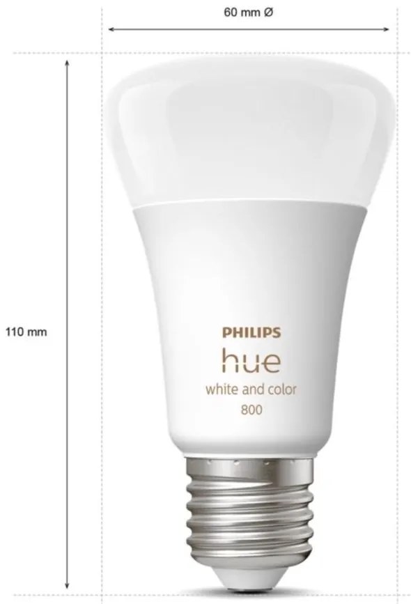 Philips Hue Lampen 4xE27 (A60) 6,5W 800lm Wit en gekleurd licht Wit