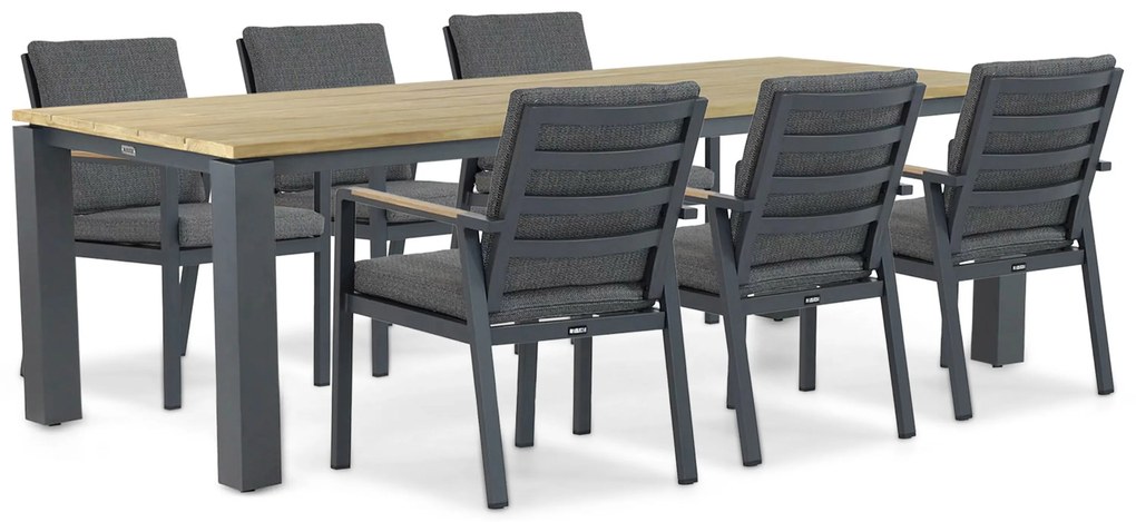 Tuinset 6 personen 240 cm Aluminium/teak Grijs Lifestyle Garden Furniture Marseille/Riviera