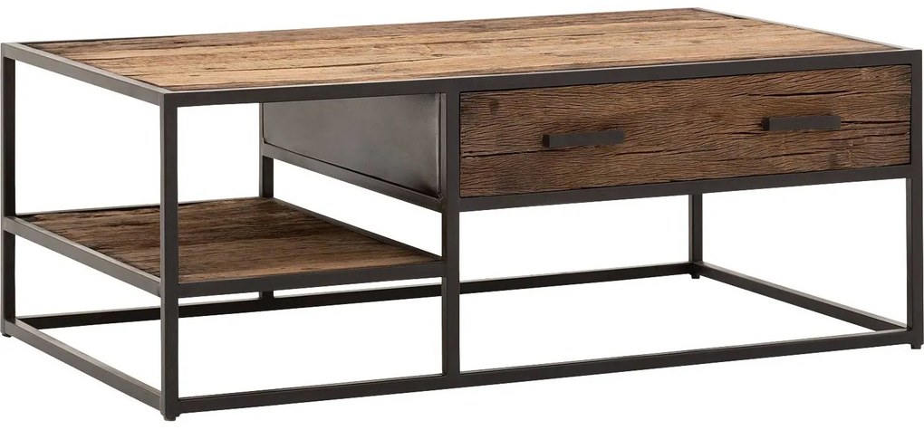 Goossens Eco Salontafel Otik rechthoekig, hout teak onbewerkt, urban industrieel, 120 x 44 x 70 cm