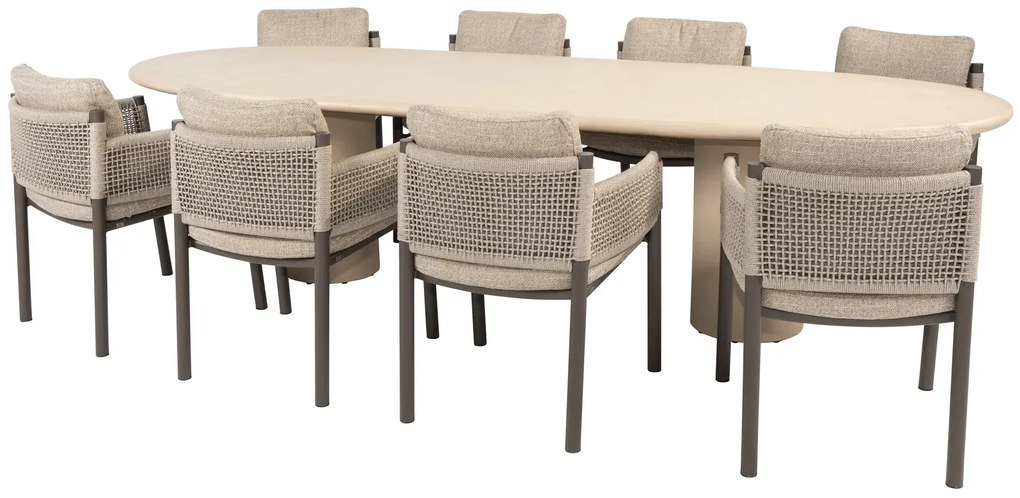 4 Seasons Outdoor Savanne tuinset met Hampton tafel 300 cm Tuinstoel bruin weerbestendig