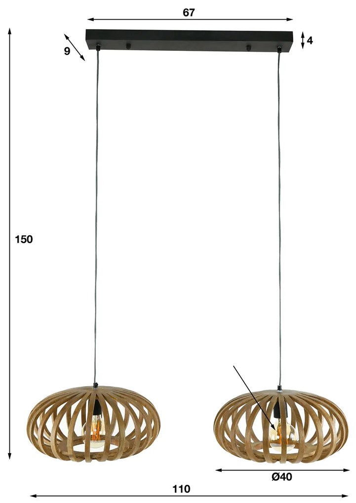 Mangohouten Hanglamp Spijlen