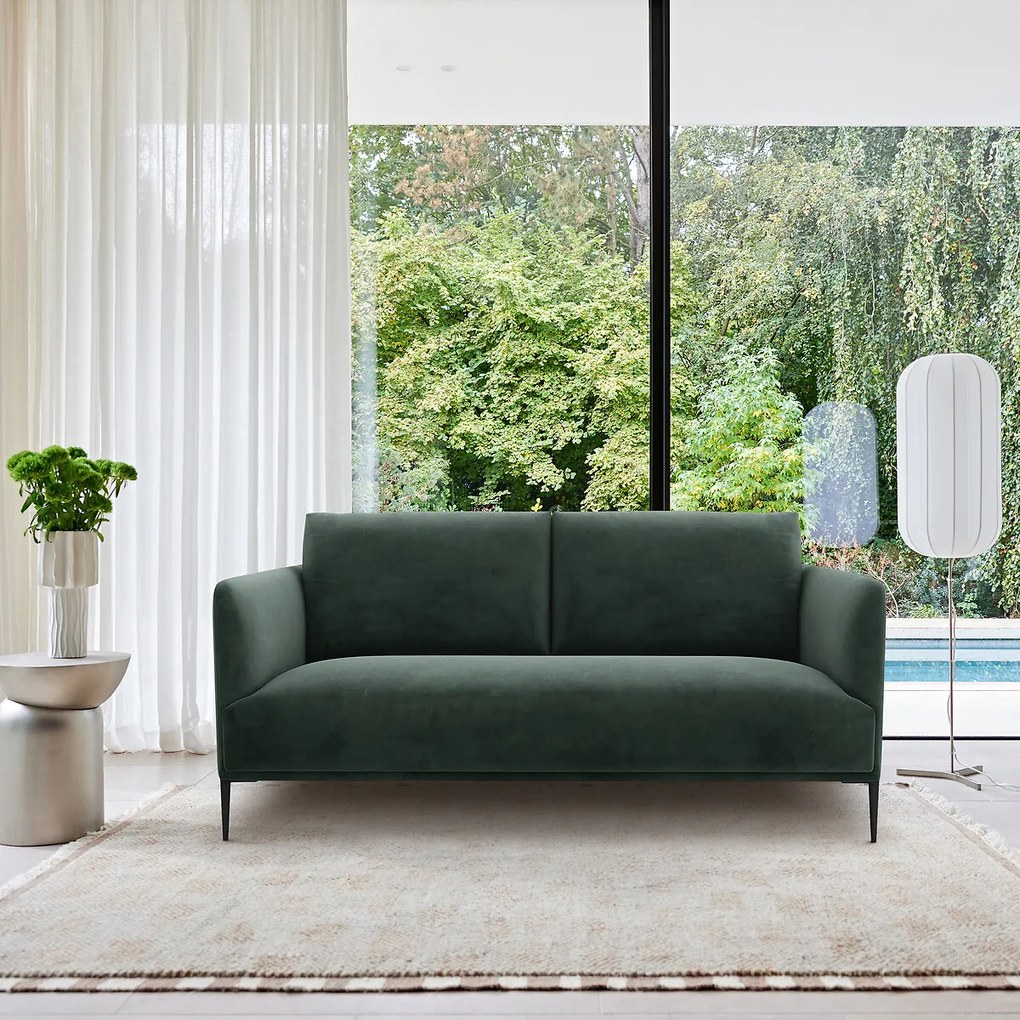 Compacte zitbank in fluweel, Oscar, ontwerp E. Gallina