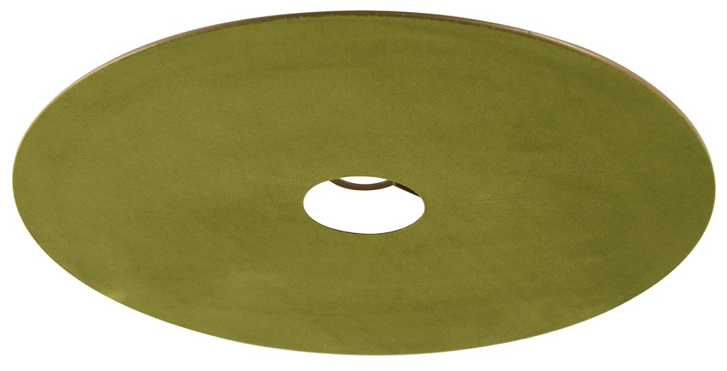 Stoffen Velours platte lampenkap groen met goud 45 cm rond