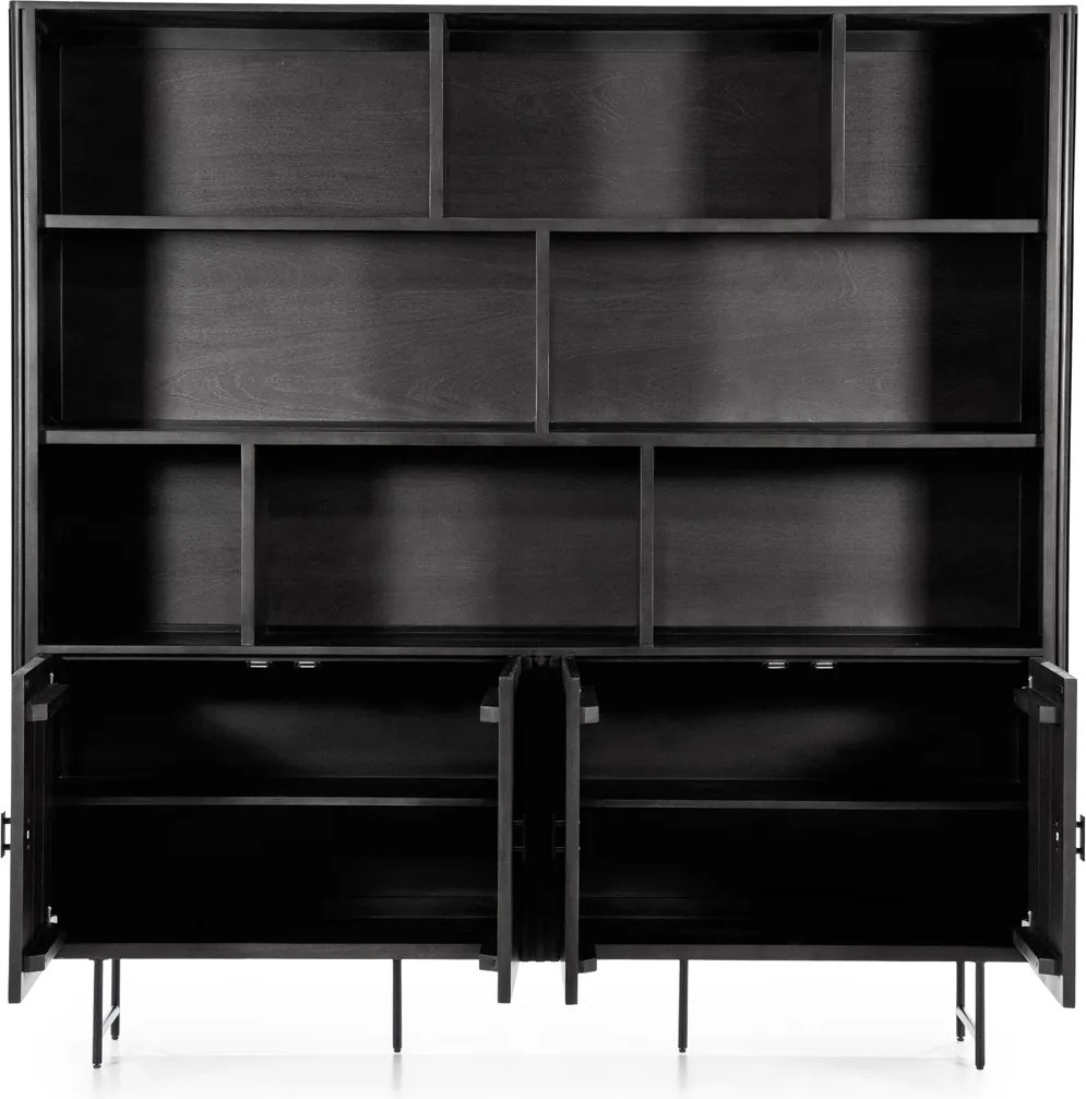 Zwarte Kast Met Open Vakken - 200x43x187cm.