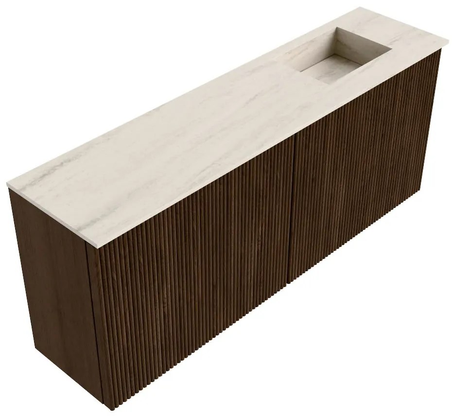 Mondiaz Joya DLux 100cm toiletmeubel walnut met wastafel faye rechts 1 kraangat meli